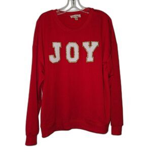 PHILOSOPHY Bright Red Holiday JOY Sweatshirt Pullover EUC XL